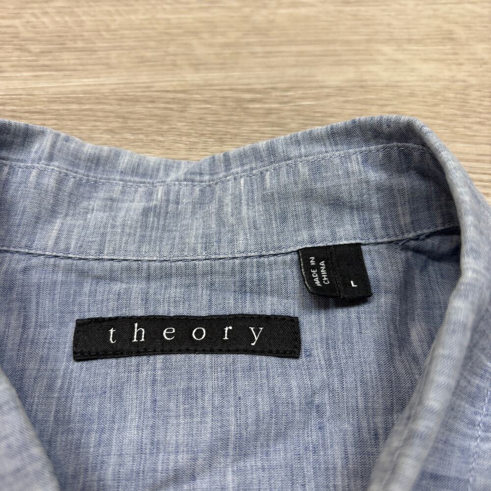 Theory Rotuma Linen Blend Chambray Button Up Shir… - image 4